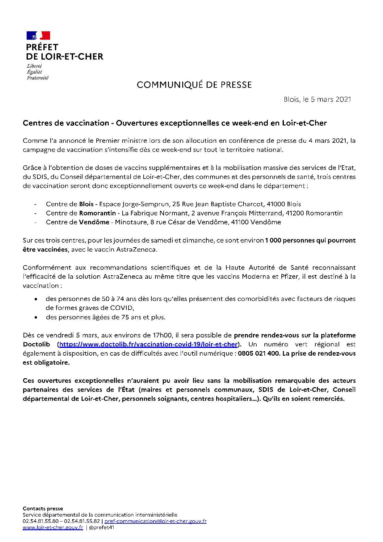 05 03 2021 ouvertures exceptionnelles de centres de vaccination ce week end page 001
