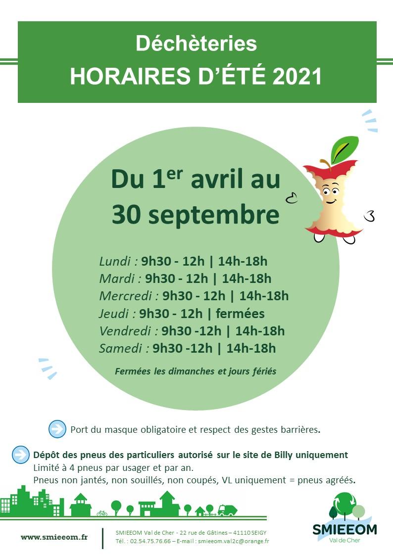 Affiches ouvertures particuliers et professionnels horaires ete 2021