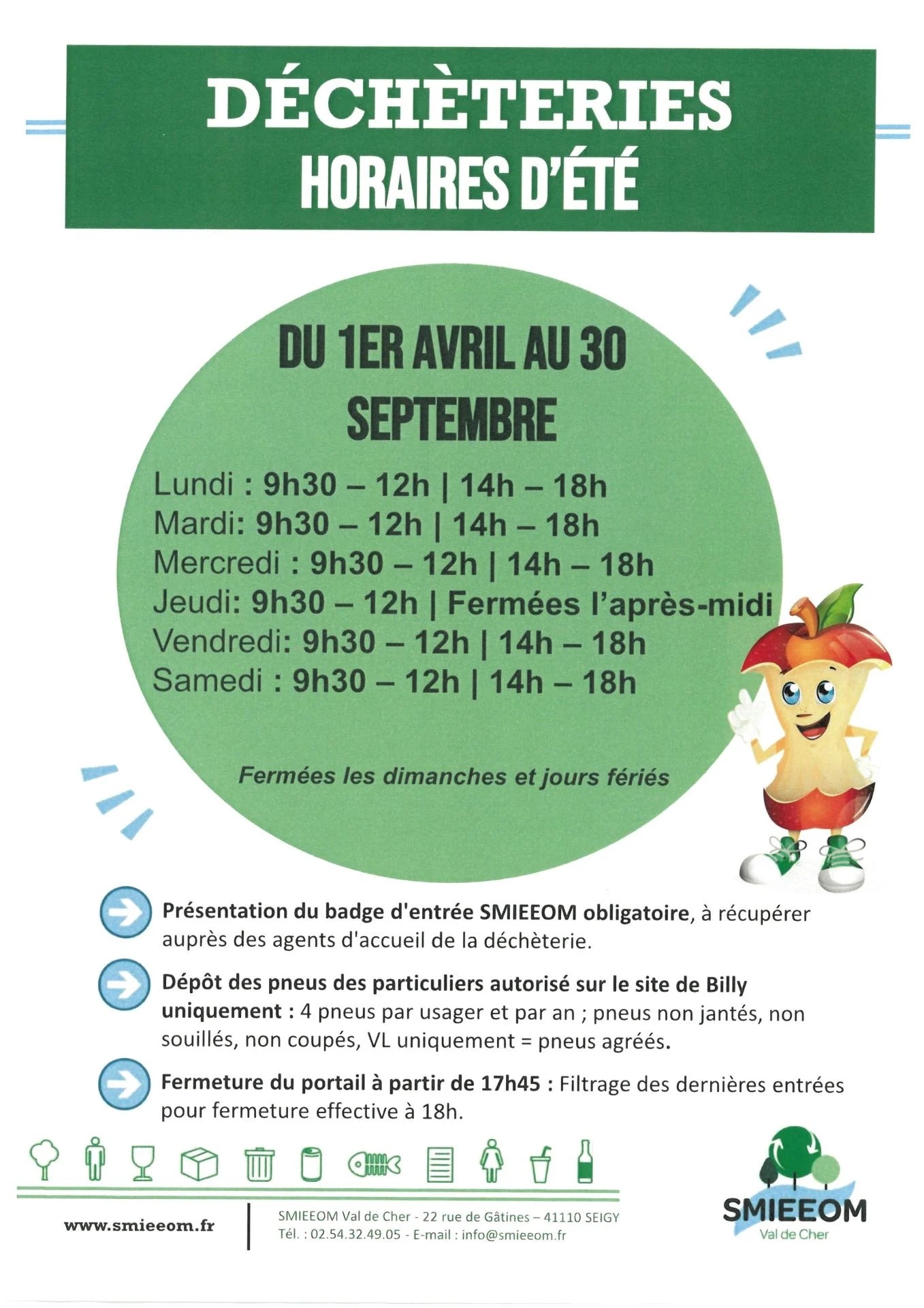 Horaires ete decheterie