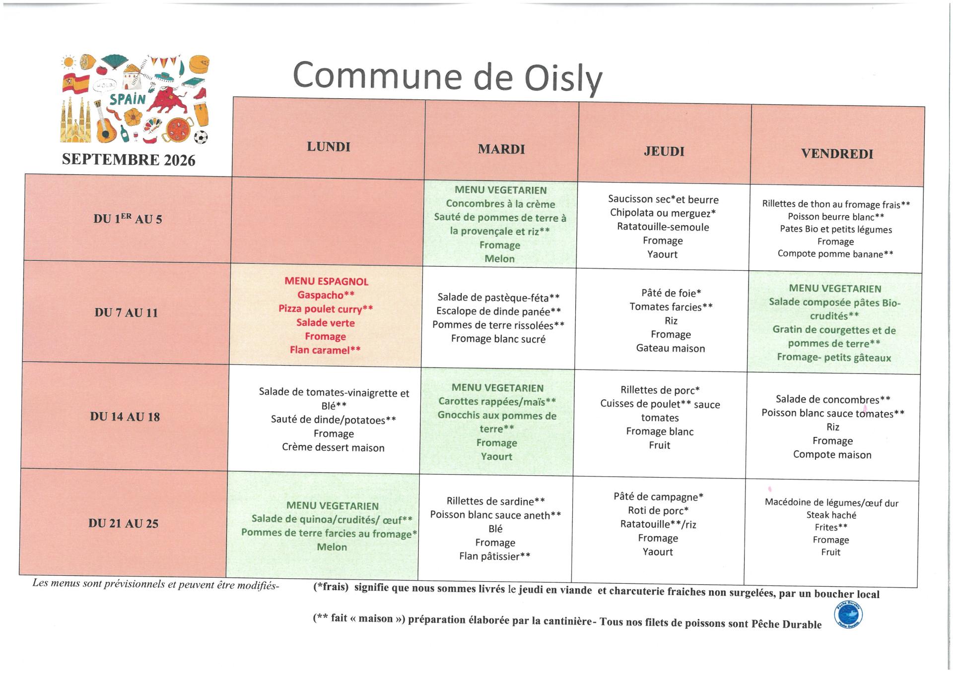 menu septembre 2026